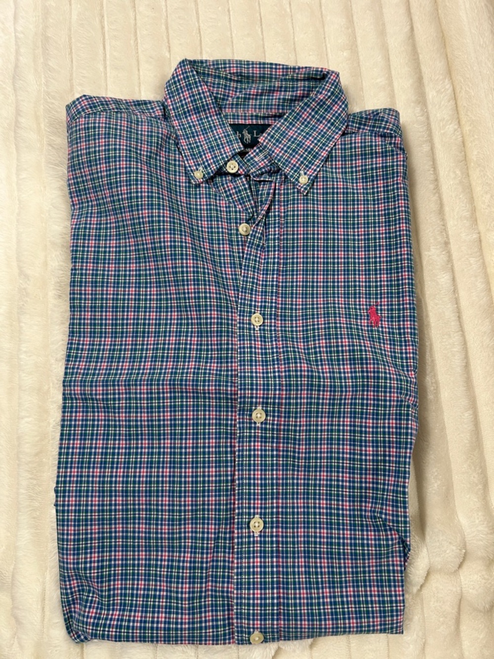 Ralph Lauren Men’s Navy & Pink Checked Button-Down Shirt
